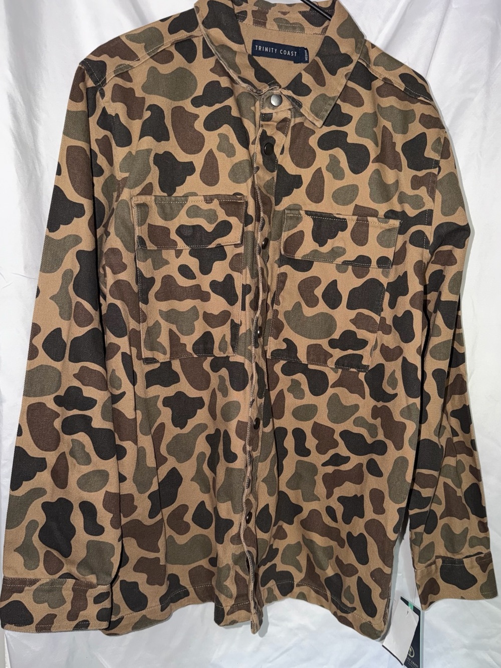 Trinity Coast Camo Button-Front Shirt Jacket - Brown & Olive